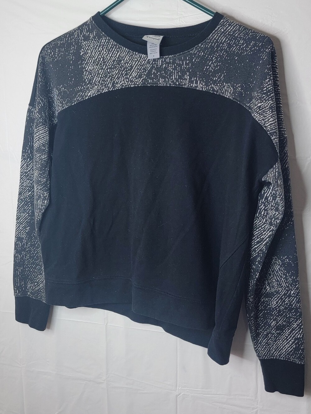 Black & White Textured Panel Sweatshirt